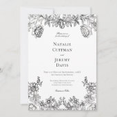  Zwart & Wit Tapijt Bloemen Huwelijk Kaart (Voorkant)