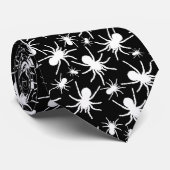 Zwart-wit Tarantula Spider Patroon Stropdas (Opgerold)