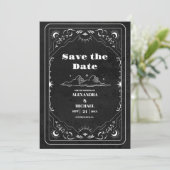 Zwart Wit Tarot De Geliefden Huwelijk Save The Date (Staand voorkant)