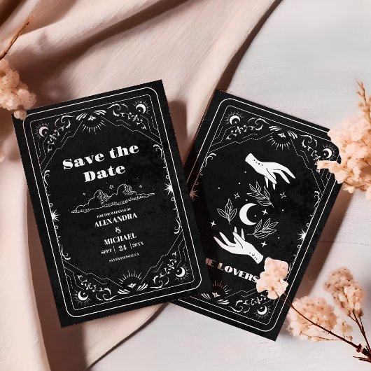 Zwart Wit Tarot De Geliefden Huwelijk Save The Date