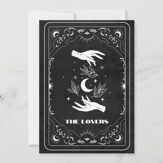 Zwart Wit Tarot De Liefhebbers Bruiloft Save The Date (Achterkant)