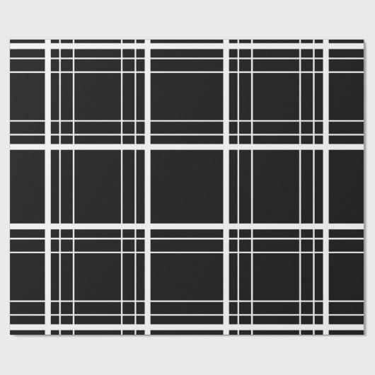 Zwart-wit Tartan Cadeaupapier (Vlak)