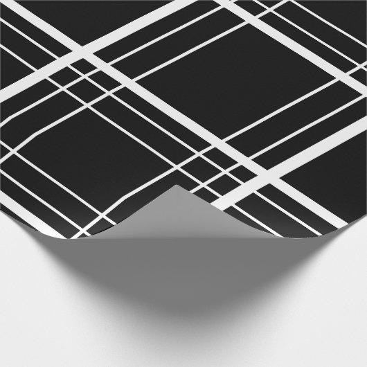 Zwart-wit Tartan Cadeaupapier (Hoek)