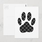 Zwart-wit Tartan Dog Paw Afdrukken Briefkaart (Voorkant / Achterkant)