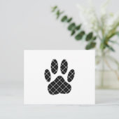 Zwart-wit Tartan Dog Paw Afdrukken Briefkaart (Staand voorkant)