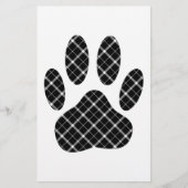 Zwart-wit Tartan Dog Paw Afdrukken Briefpapier (Voorkant)