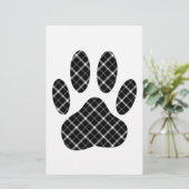 Zwart-wit Tartan Dog Paw Afdrukken Briefpapier (Staand voorkant)