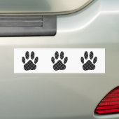 Zwart-wit Tartan Dog Paw Afdrukken Bumpersticker (Op auto)