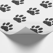Zwart-wit Tartan Dog Paw Afdrukken Cadeaupapier (Hoek)