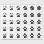 Zwart-wit Tartan Dog Paw Afdrukken Cadeaupapier (Vlak)