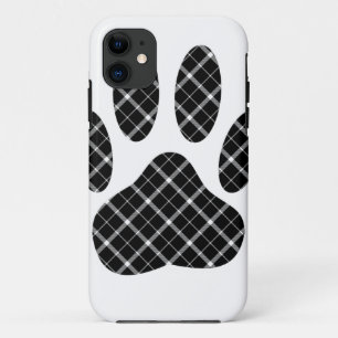Zwart-wit Tartan Dog Paw Afdrukken Case-Mate iPhone Case