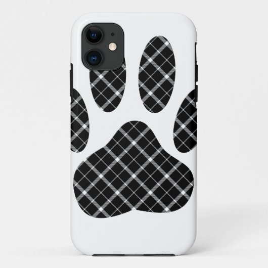 Zwart-wit Tartan Dog Paw Afdrukken Case-Mate iPhone Case (Achterkant)