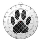 Zwart-wit Tartan Dog Paw Afdrukken Dartbord (Voorkant)
