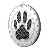 Zwart-wit Tartan Dog Paw Afdrukken Dartbord (Voorkant Rechts)