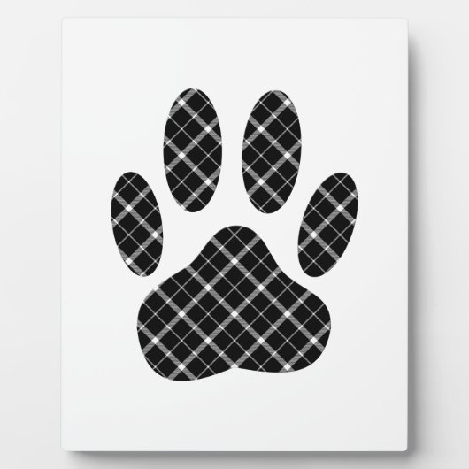 Zwart-wit Tartan Dog Paw Afdrukken Fotoplaat (Voorkant)