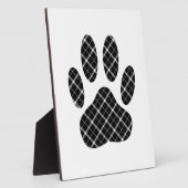 Zwart-wit Tartan Dog Paw Afdrukken Fotoplaat (Zijkant)