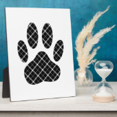 Zwart-wit Tartan Dog Paw Afdrukken Fotoplaat (Zijkant)