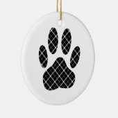 Zwart-wit Tartan Dog Paw Afdrukken Keramisch Ornament (Rechts)