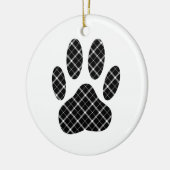 Zwart-wit Tartan Dog Paw Afdrukken Keramisch Ornament (Links)
