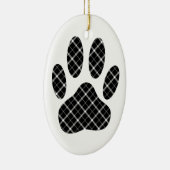 Zwart-wit Tartan Dog Paw Afdrukken Keramisch Ornament (Rechts)
