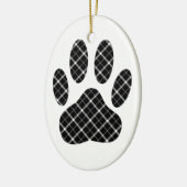 Zwart-wit Tartan Dog Paw Afdrukken Keramisch Ornament (Links)