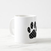 Zwart-wit Tartan Dog Paw Afdrukken Koffiemok (Voorkant links)