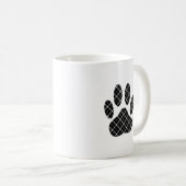 Zwart-wit Tartan Dog Paw Afdrukken Koffiemok (Voorkant rechts)