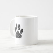 Zwart-wit Tartan Dog Paw Afdrukken Koffiemok (Voorkant links)