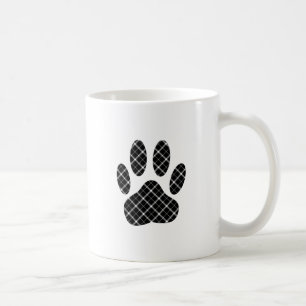 Zwart-wit Tartan Dog Paw Afdrukken Koffiemok