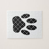 Zwart-wit Tartan Dog Paw Afdrukken Legpuzzel (Horizontaal)