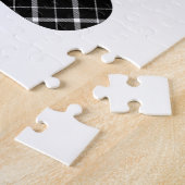 Zwart-wit Tartan Dog Paw Afdrukken Legpuzzel (Zijkant)