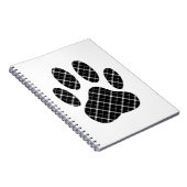 Zwart-wit Tartan Dog Paw Afdrukken Notitieboek (Rechterzijde)