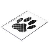 Zwart-wit Tartan Dog Paw Afdrukken Notitieboek (Linkerzijde)