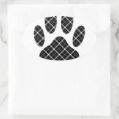 Zwart-wit Tartan Dog Paw Afdrukken Ovale Sticker (Tas)