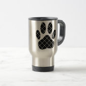 Zwart-wit Tartan Dog Paw Afdrukken Reisbeker (Voorkant rechts)