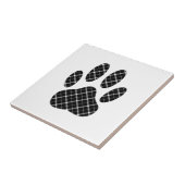 Zwart-wit Tartan Dog Paw Afdrukken Tegeltje (Zijkant)