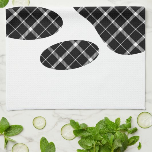 Zwart-wit Tartan Dog Paw Afdrukken Theedoek (Gevouwen)