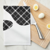 Zwart-wit Tartan Dog Paw Afdrukken Theedoek (Quarter Fold)