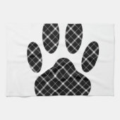 Zwart-wit Tartan Dog Paw Afdrukken Theedoek (Horizontaal)