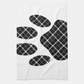 Zwart-wit Tartan Dog Paw Afdrukken Theedoek (Verticaal)