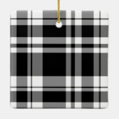 Zwart-wit Tartan Foto Ornament (Achterkant)