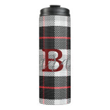 Zwart-wit Tartan Gecontroleerde monogram Naam