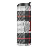 Zwart-wit Tartan Gecontroleerde monogram Naam Thermosbeker (Gedraaid links)