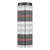 Zwart-wit Tartan Gecontroleerde monogram Naam Thermosbeker (Achterkant)