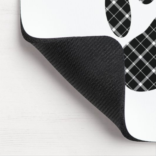 Zwart-Wit Tartan Hond Pootafdruk Muismat (Hoek)
