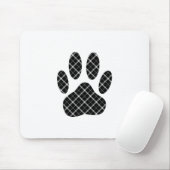 Zwart-Wit Tartan Hond Pootafdruk Muismat (Met muis)