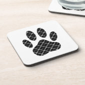 Zwart-Wit Tartan Hond Pootafdruk Onderzetter (Linkerzijde)