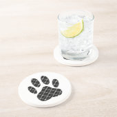 Zwart-Wit Tartan Hond Pootafdruk Zandsteen Onderzetter (Zijkant)