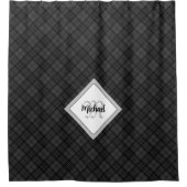 Zwart wit tartan kerstpatroon Monogram Douchegordijn (Voorkant)