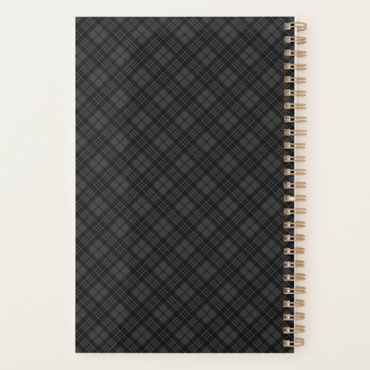 Zwart-wit tartan Kerstplaid Monogram Planner (Achterkant)